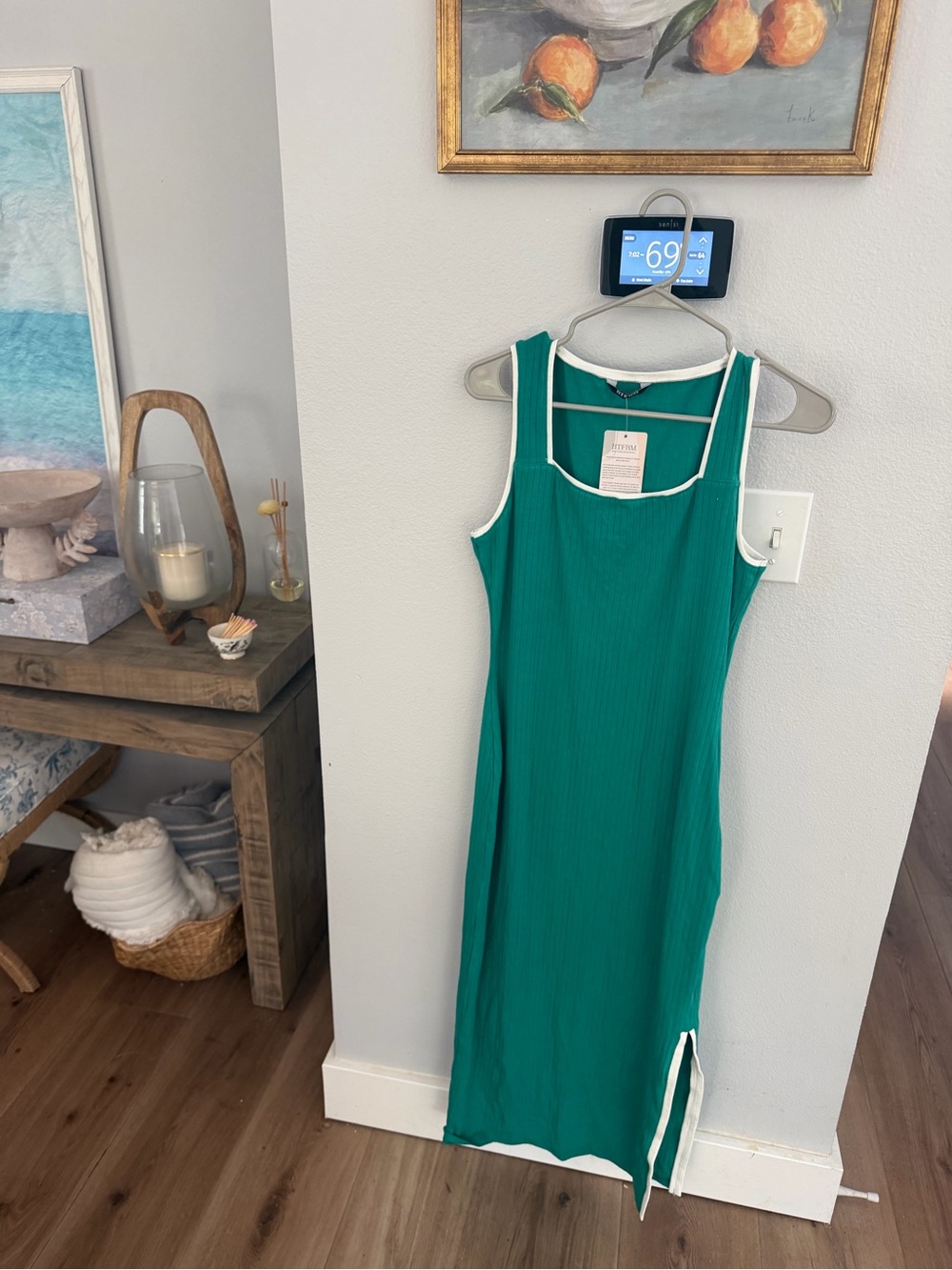 NWT Green Tank Dress with White Trim
